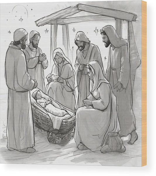 Nativity Scene - Wood Print