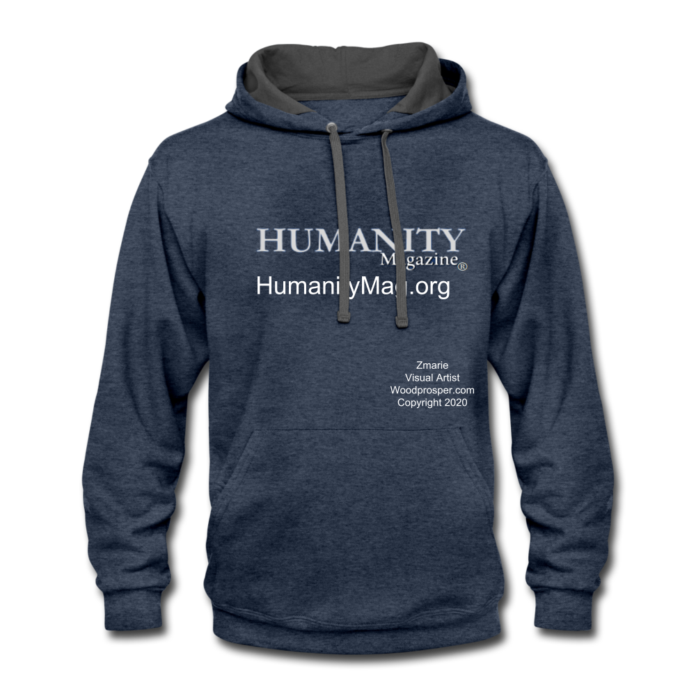 Unisex Humanity Project Contrast Hoodie - indigo heather/asphalt