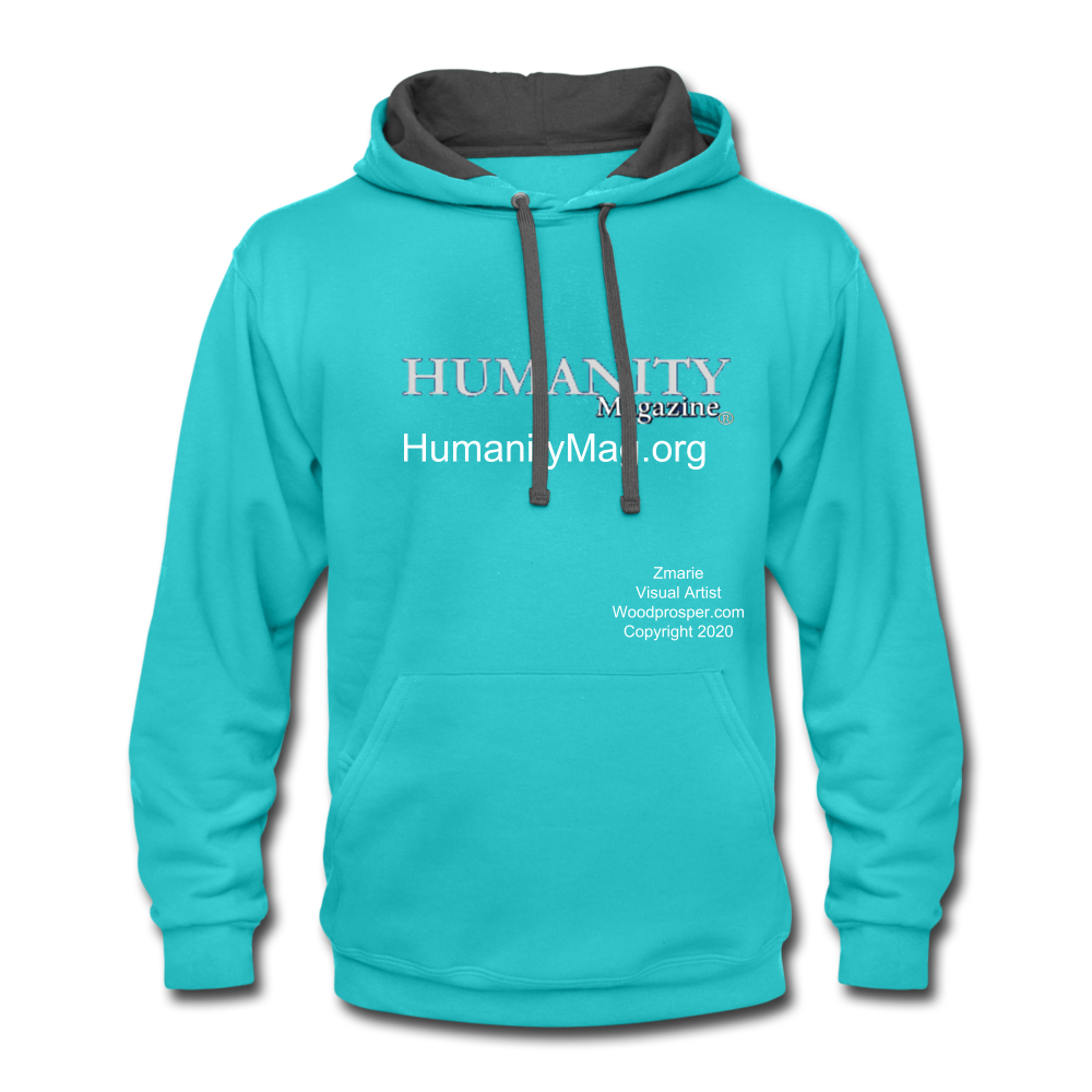 Unisex Humanity Project Contrast Hoodie - scuba blue/asphalt
