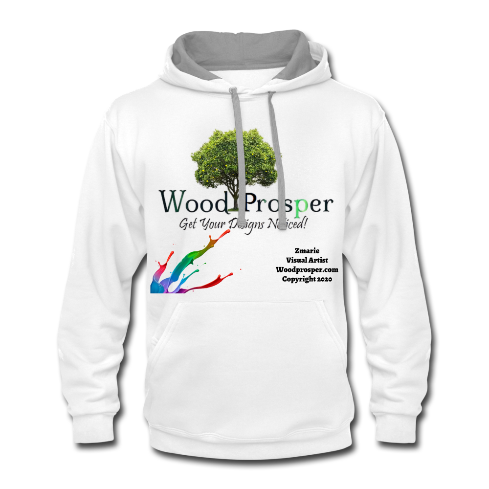 Wood Prosper Contrast Hoodie - white/gray