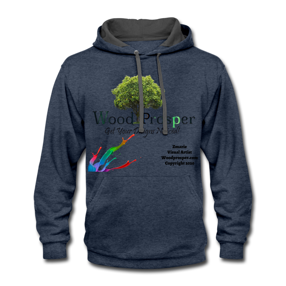 Wood Prosper Contrast Hoodie - indigo heather/asphalt