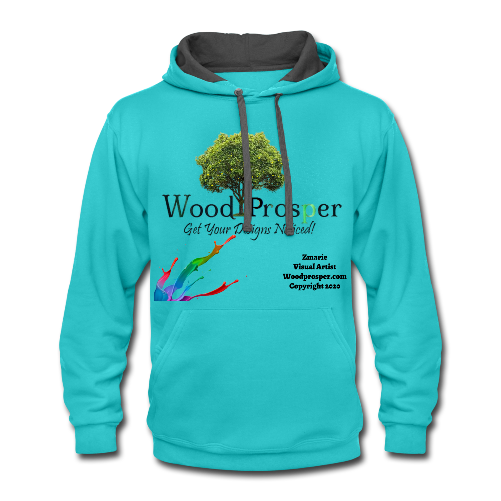 Wood Prosper Contrast Hoodie - scuba blue/asphalt