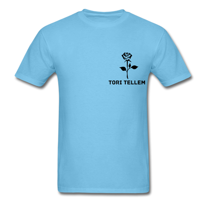 Tori Tellem Rose Unisex Tshirt - aquatic blue