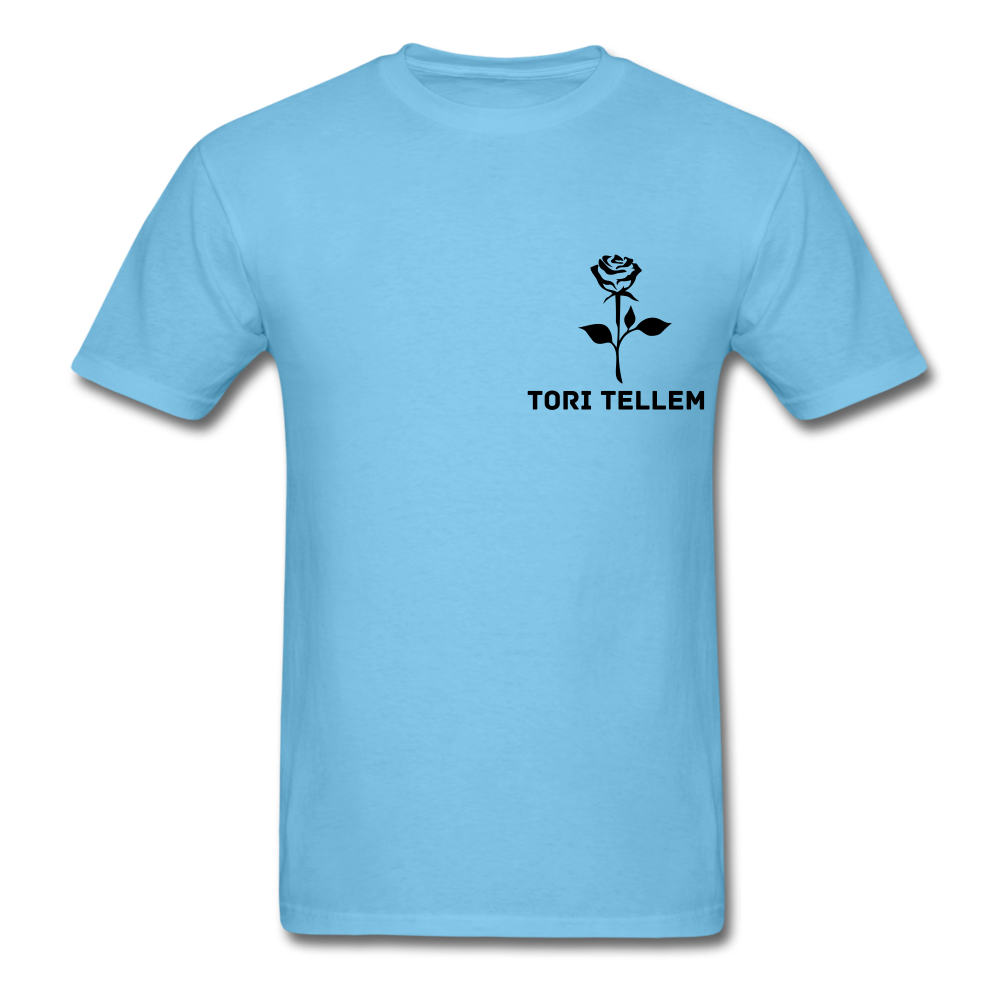 Tori Tellem Rose Unisex Tshirt - aquatic blue