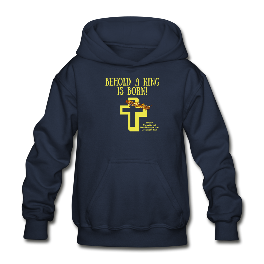 A King Is Born Gildan Heavy Blend Youth Hoodie - navy