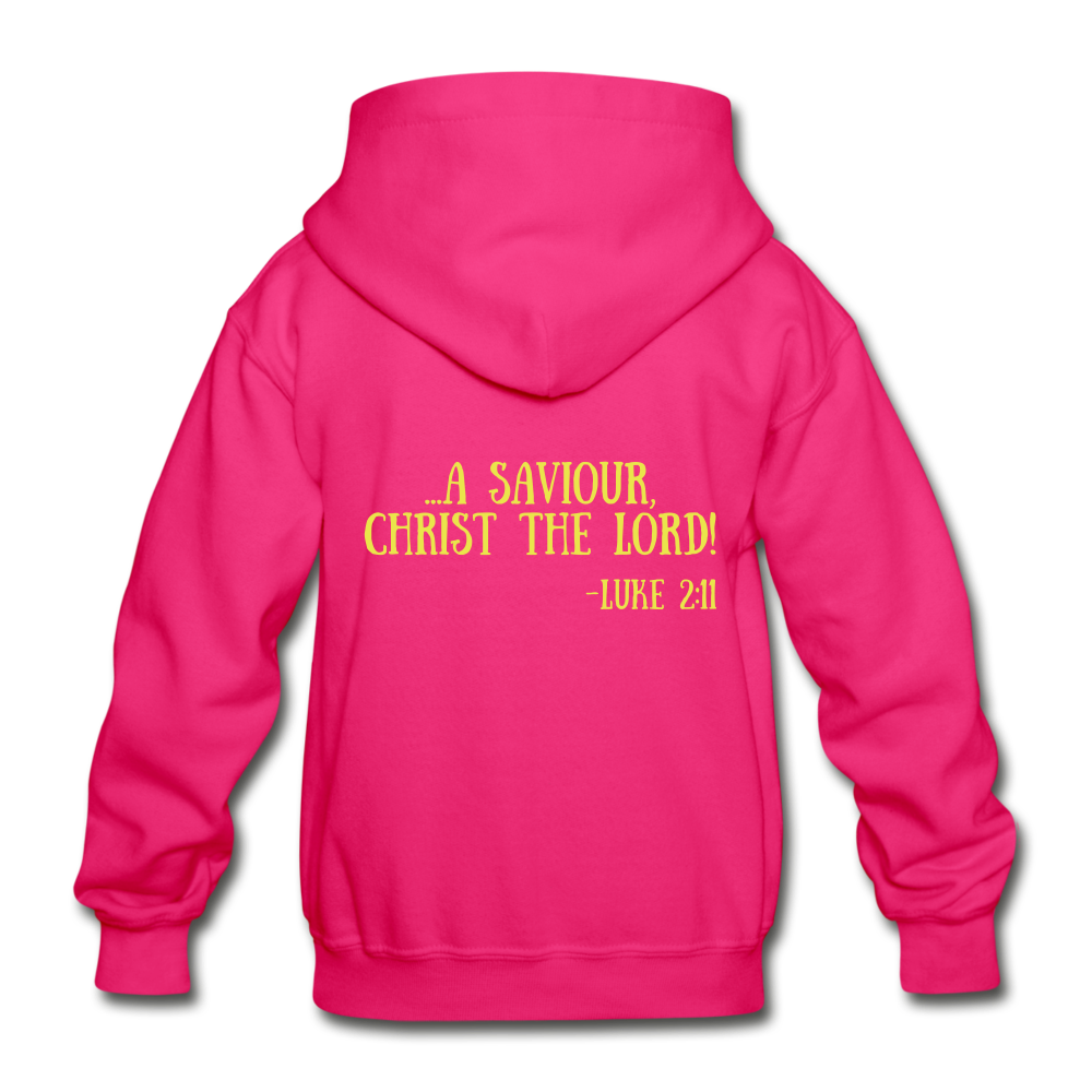 A King Is Born Gildan Heavy Blend Youth Hoodie - fuchsia