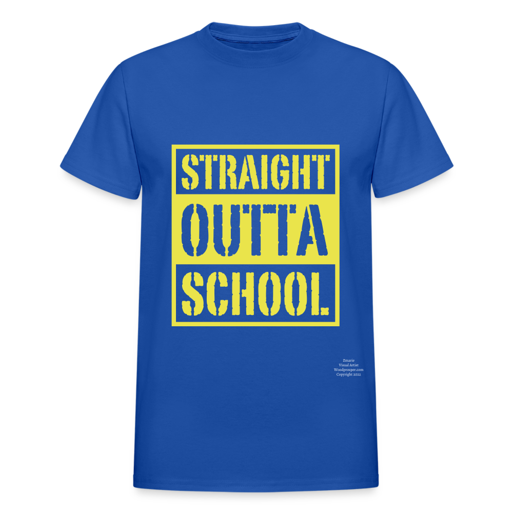 Straight Outta School Adult T-Shirt - royal blue