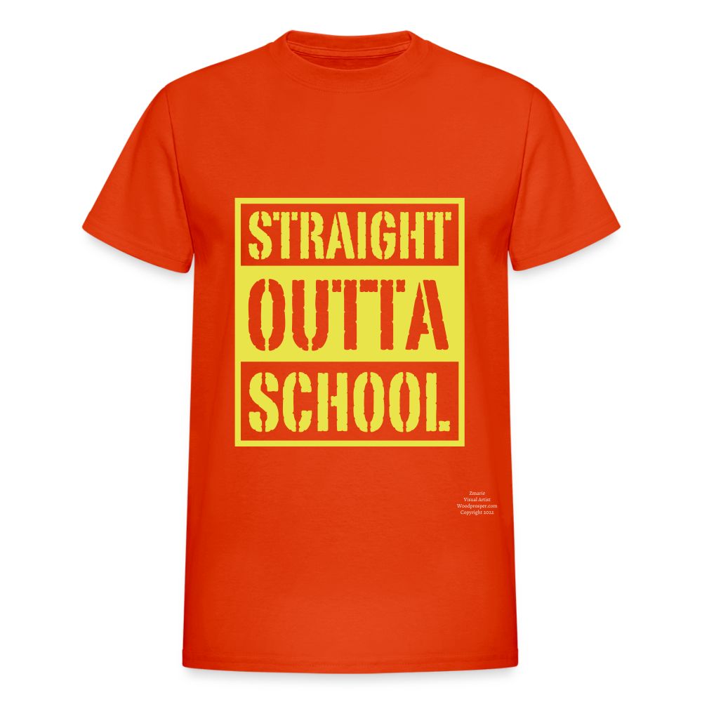 Straight Outta School Adult T-Shirt - orange