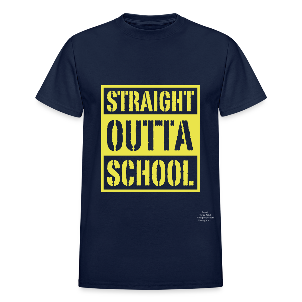 Straight Outta School Adult T-Shirt - navy