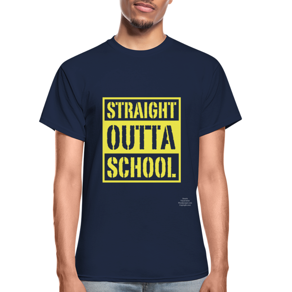 Straight Outta School Adult T-Shirt - navy