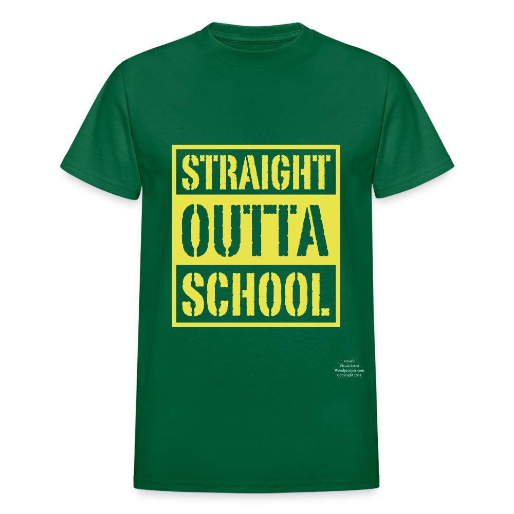 Straight Outta School Adult T-Shirt - bottlegreen