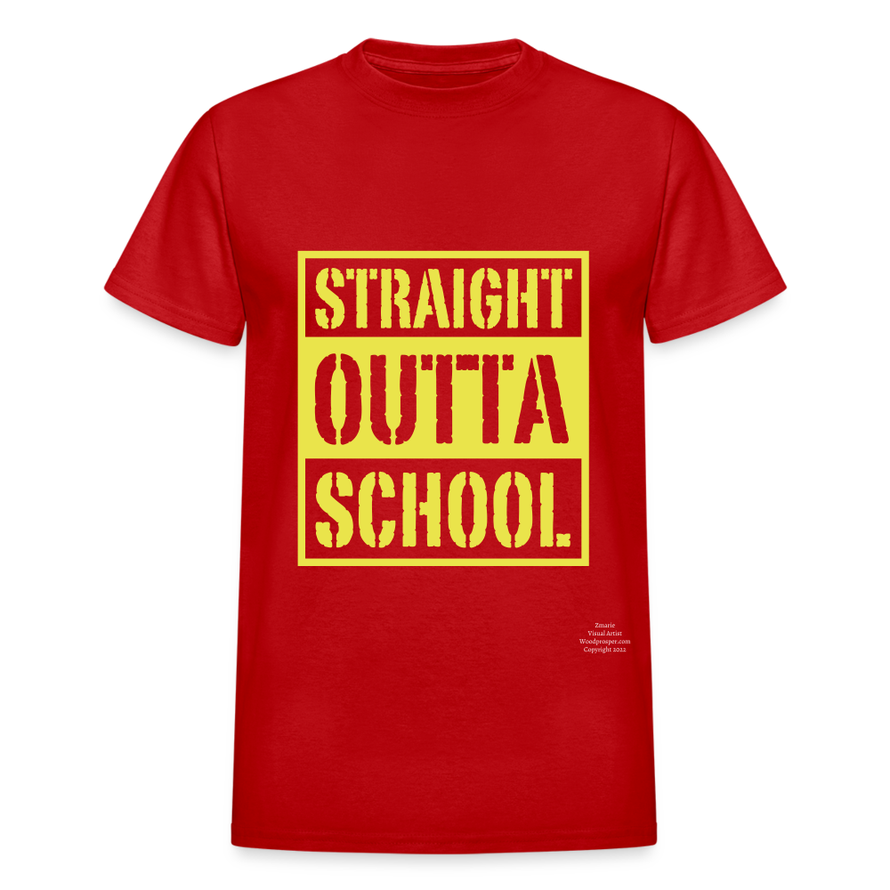 Straight Outta School Adult T-Shirt - red