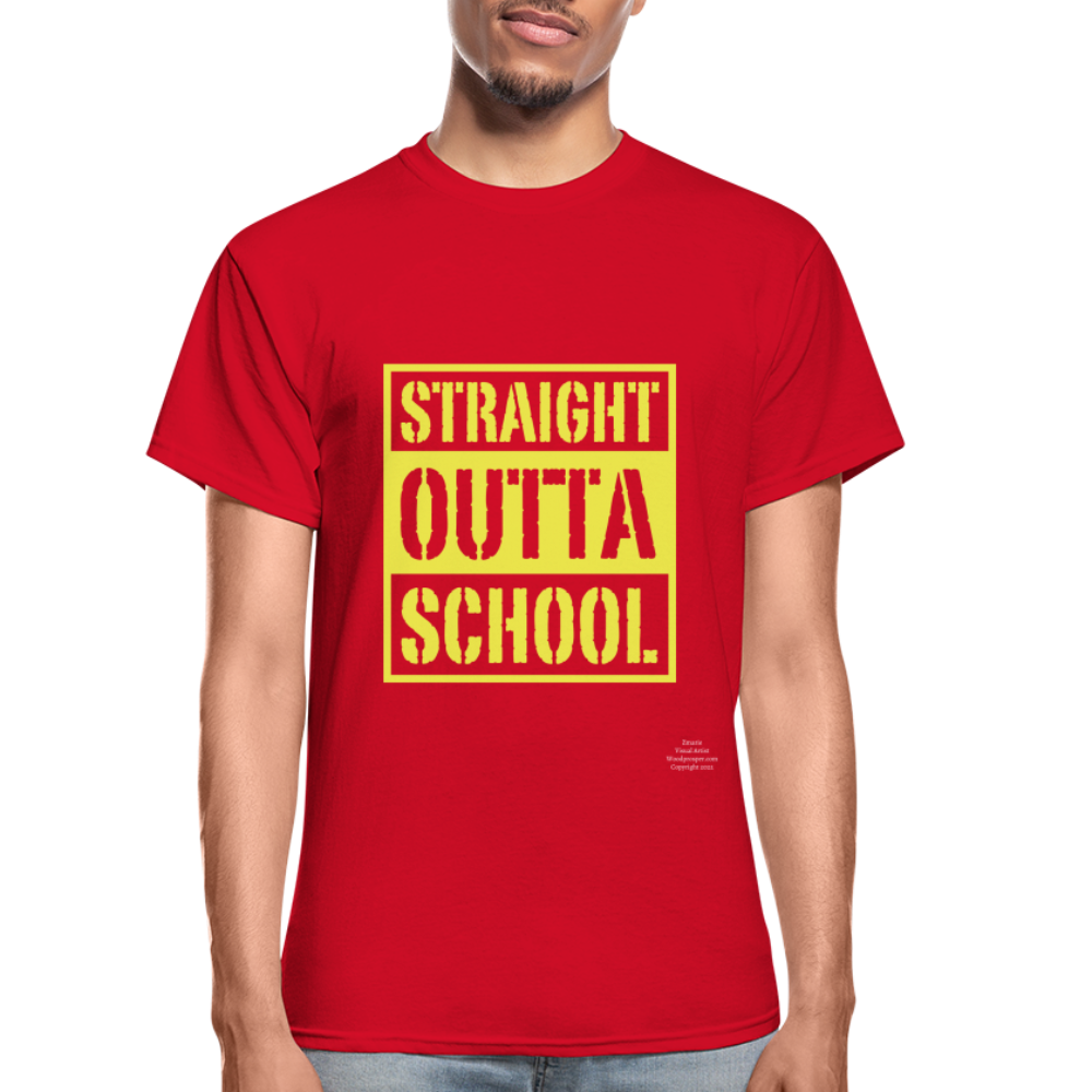 Straight Outta School Adult T-Shirt - red