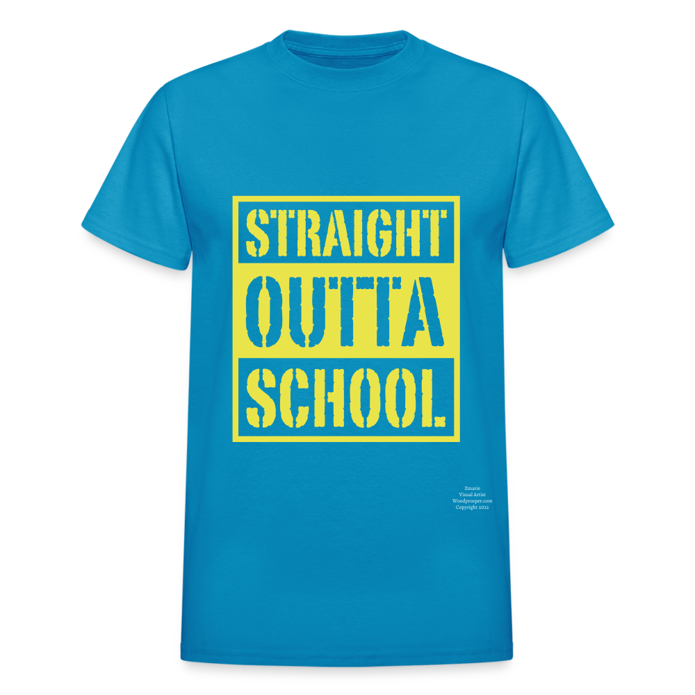 Straight Outta School Adult T-Shirt - turquoise