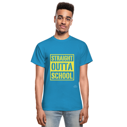 Straight Outta School Adult T-Shirt - turquoise