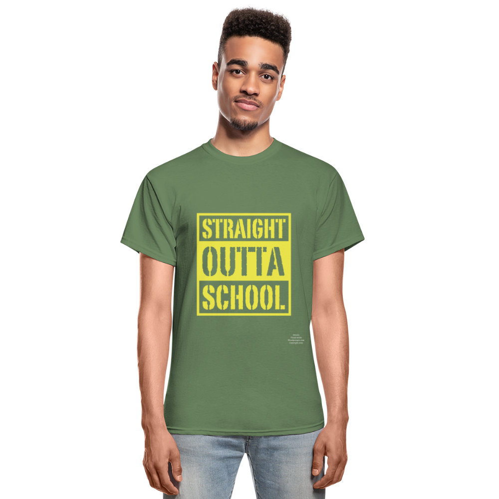 Straight Outta School Adult T-Shirt - military green