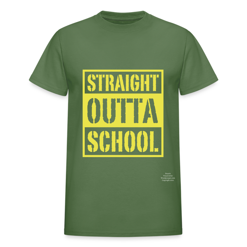 Straight Outta School Adult T-Shirt - military green