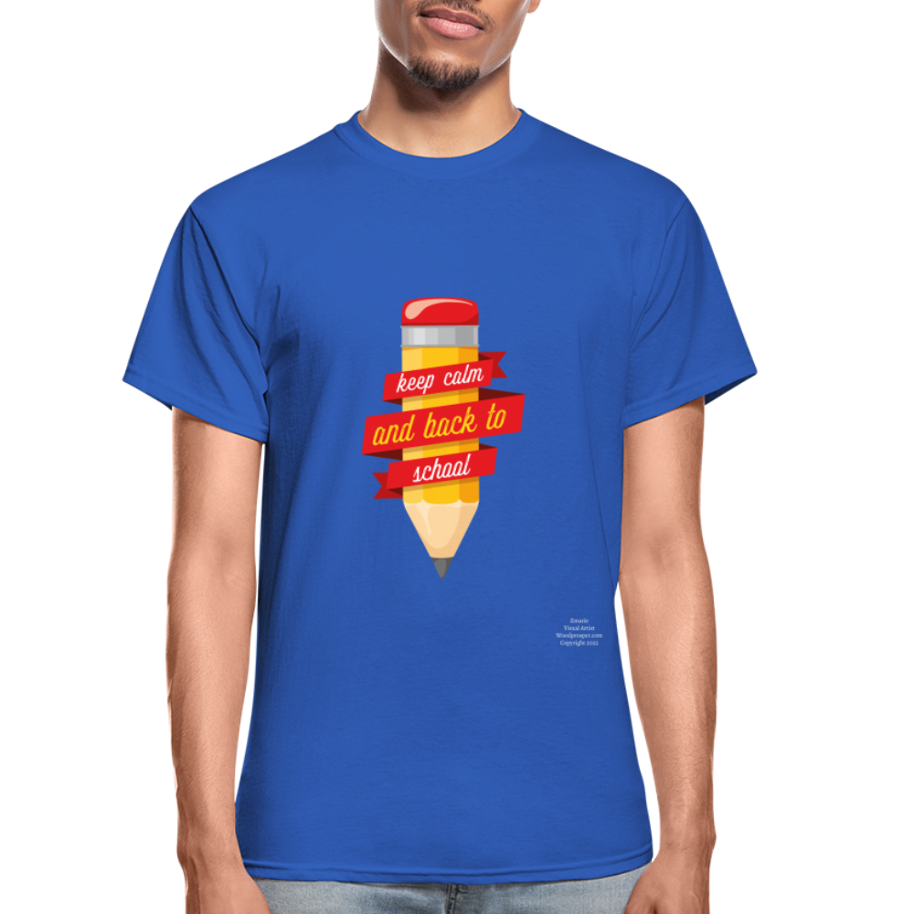 Keep Calm & Back To School Adult T-Shirt - royal blue
