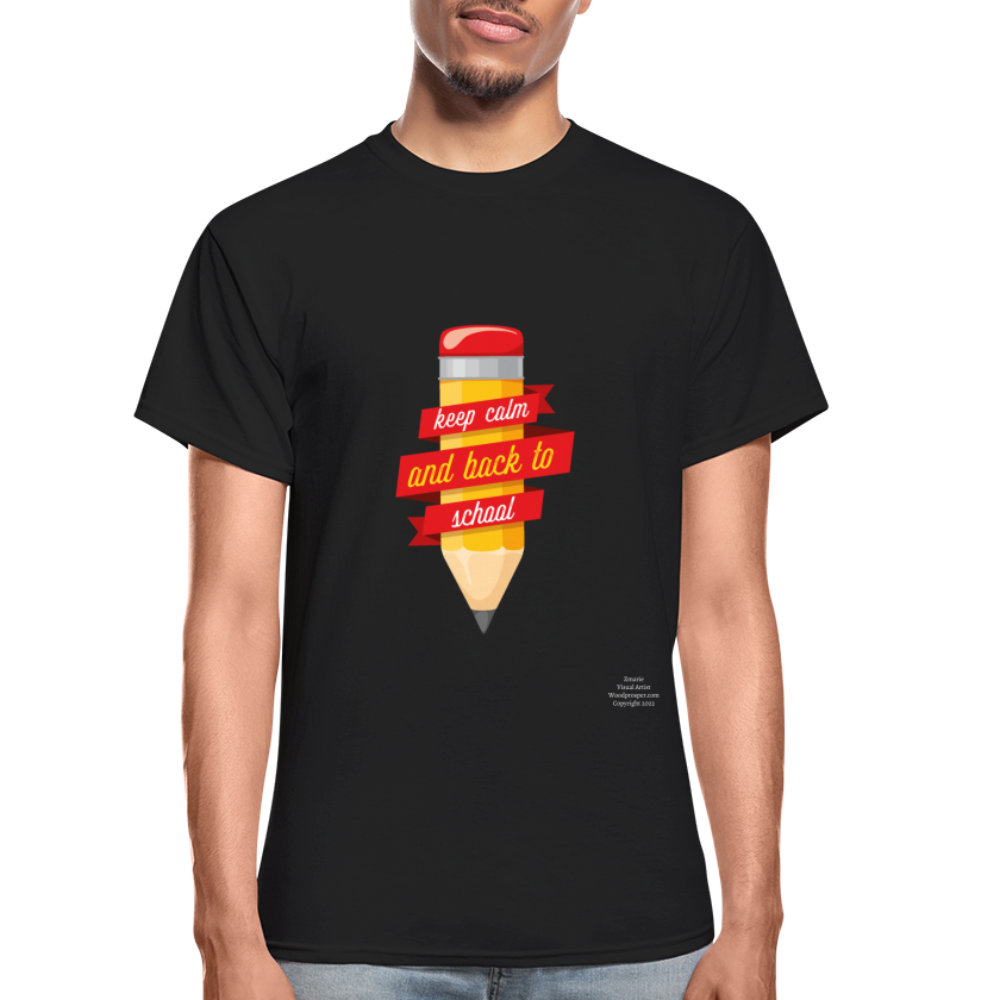 Keep Calm & Back To School Adult T-Shirt - black