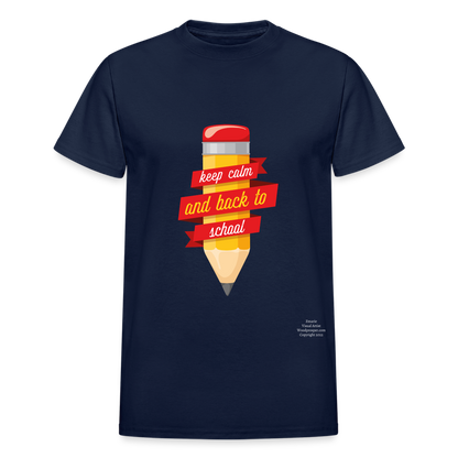 Keep Calm & Back To School Adult T-Shirt - navy