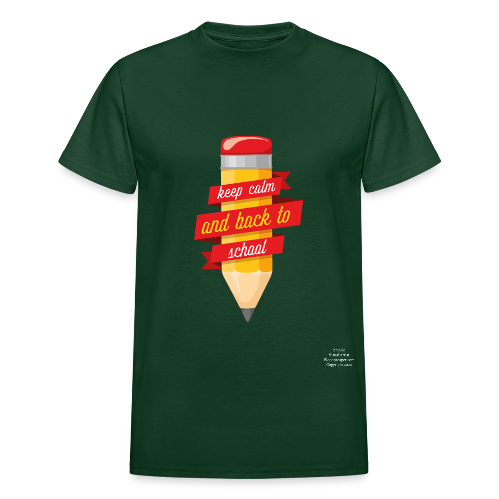 Keep Calm & Back To School Adult T-Shirt - forest green