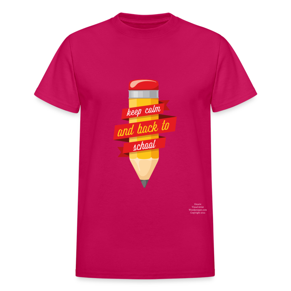 Keep Calm & Back To School Adult T-Shirt - fuchsia
