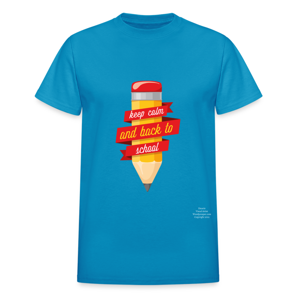 Keep Calm & Back To School Adult T-Shirt - turquoise