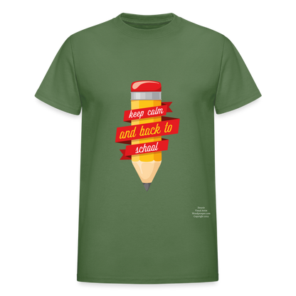 Keep Calm & Back To School Adult T-Shirt - military green