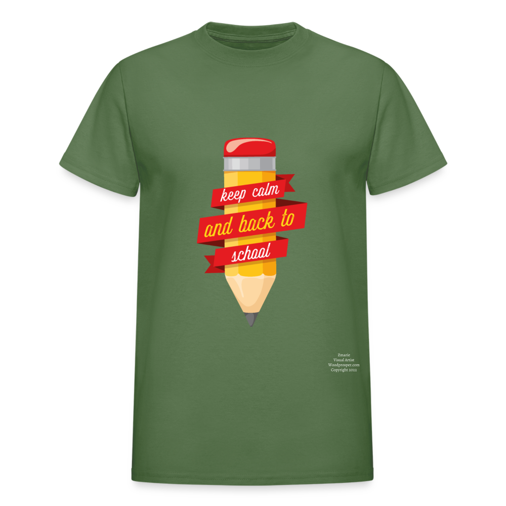 Keep Calm & Back To School Adult T-Shirt - military green