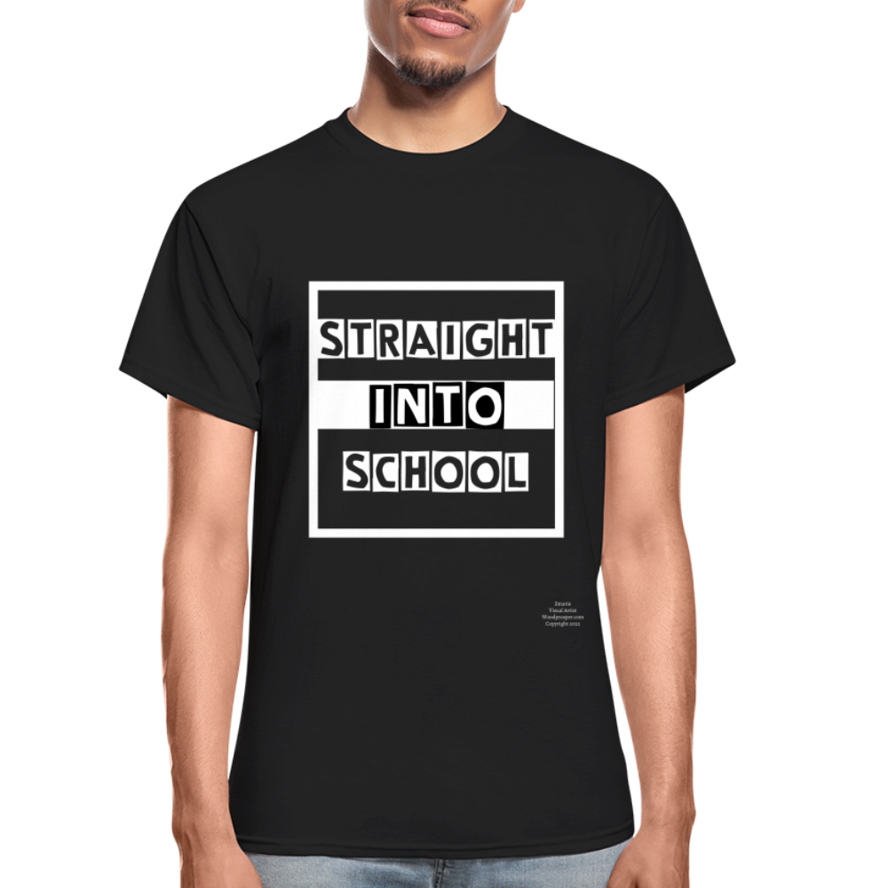 Straight Into School Adult T-Shirt - black