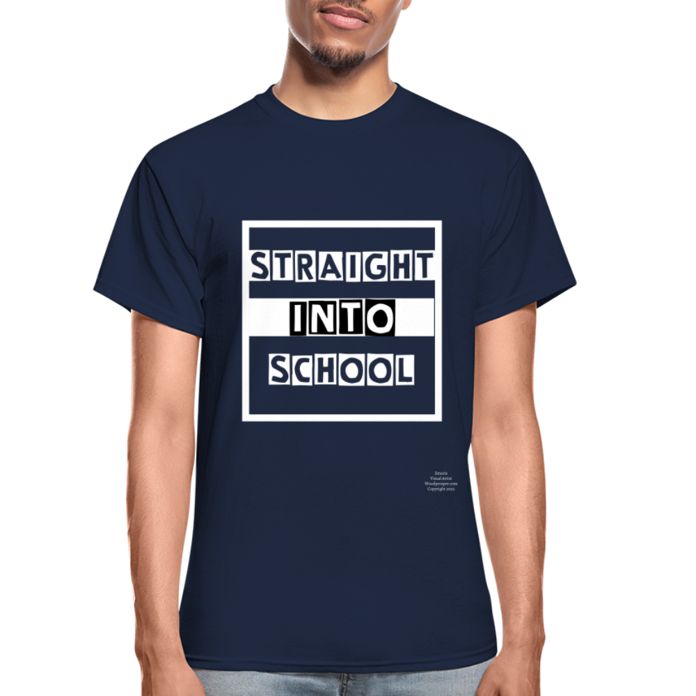 Straight Into School Adult T-Shirt - navy