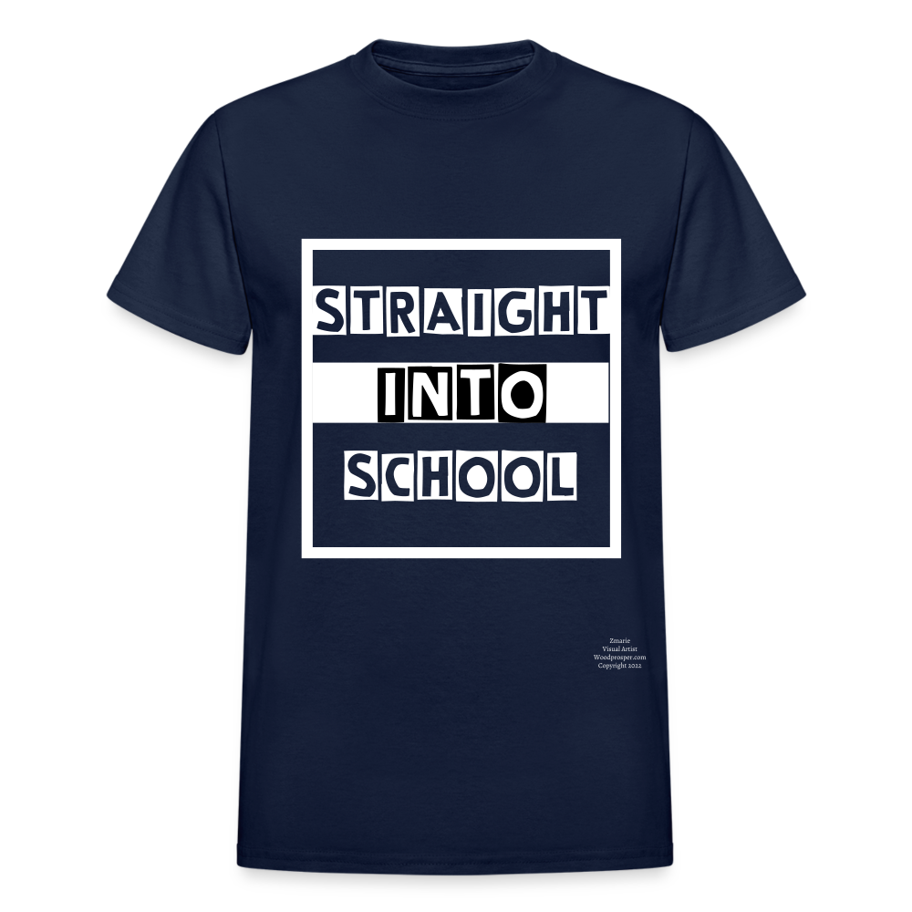 Straight Into School Adult T-Shirt - navy