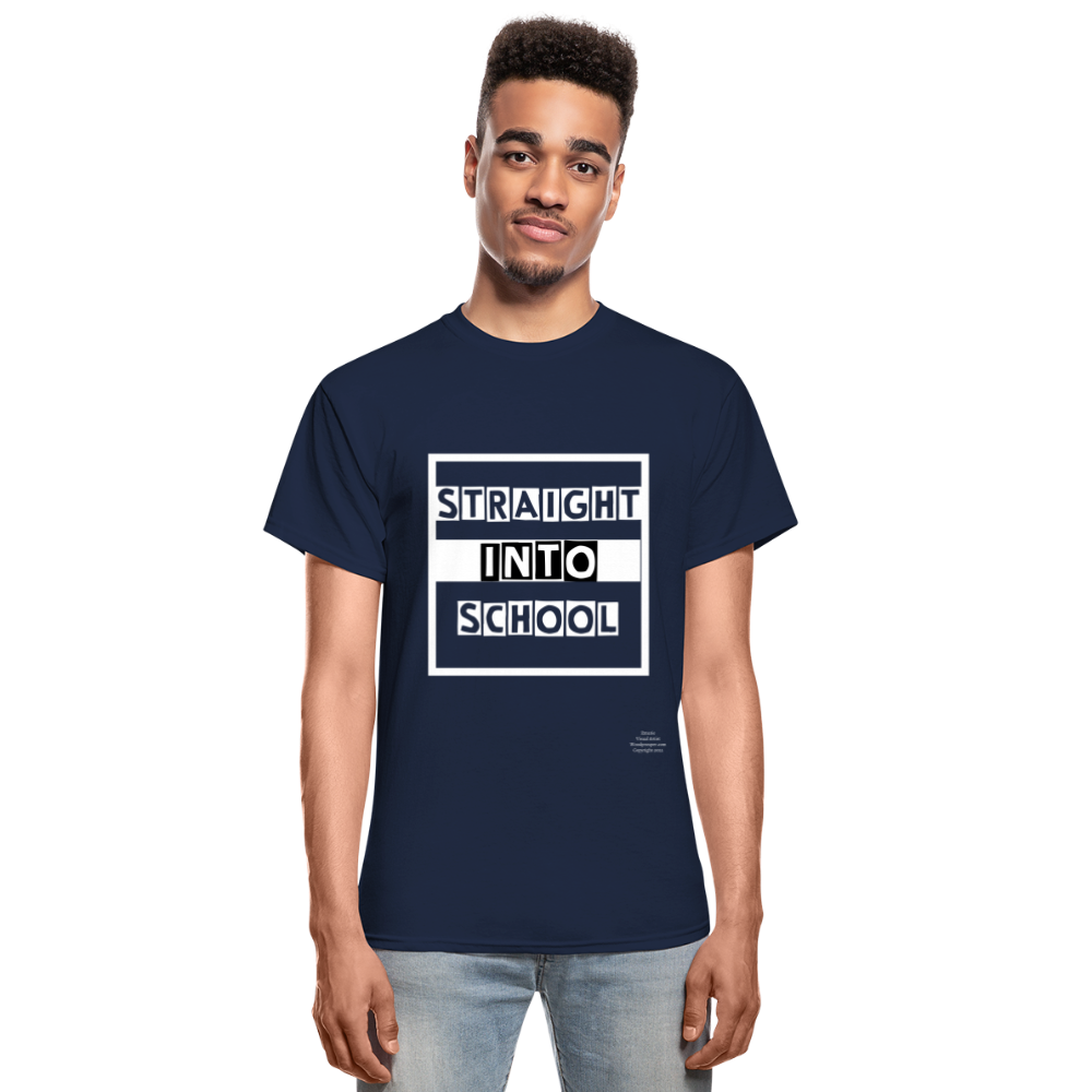 Straight Into School Adult T-Shirt - navy