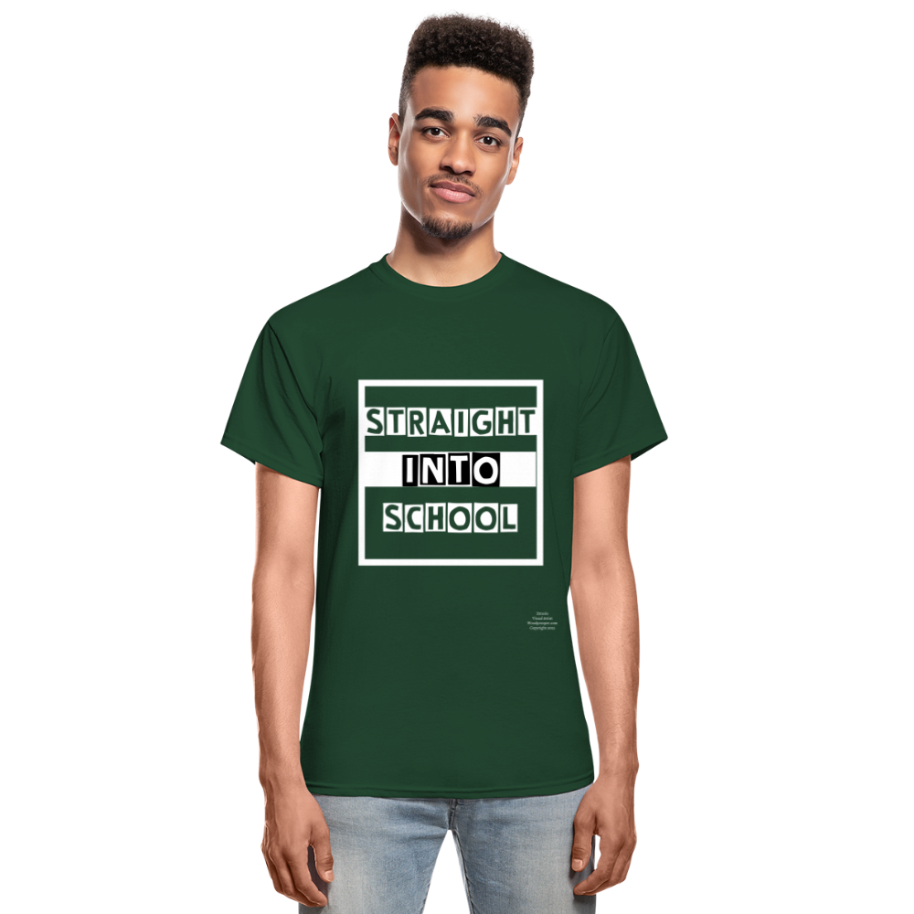 Straight Into School Adult T-Shirt - forest green