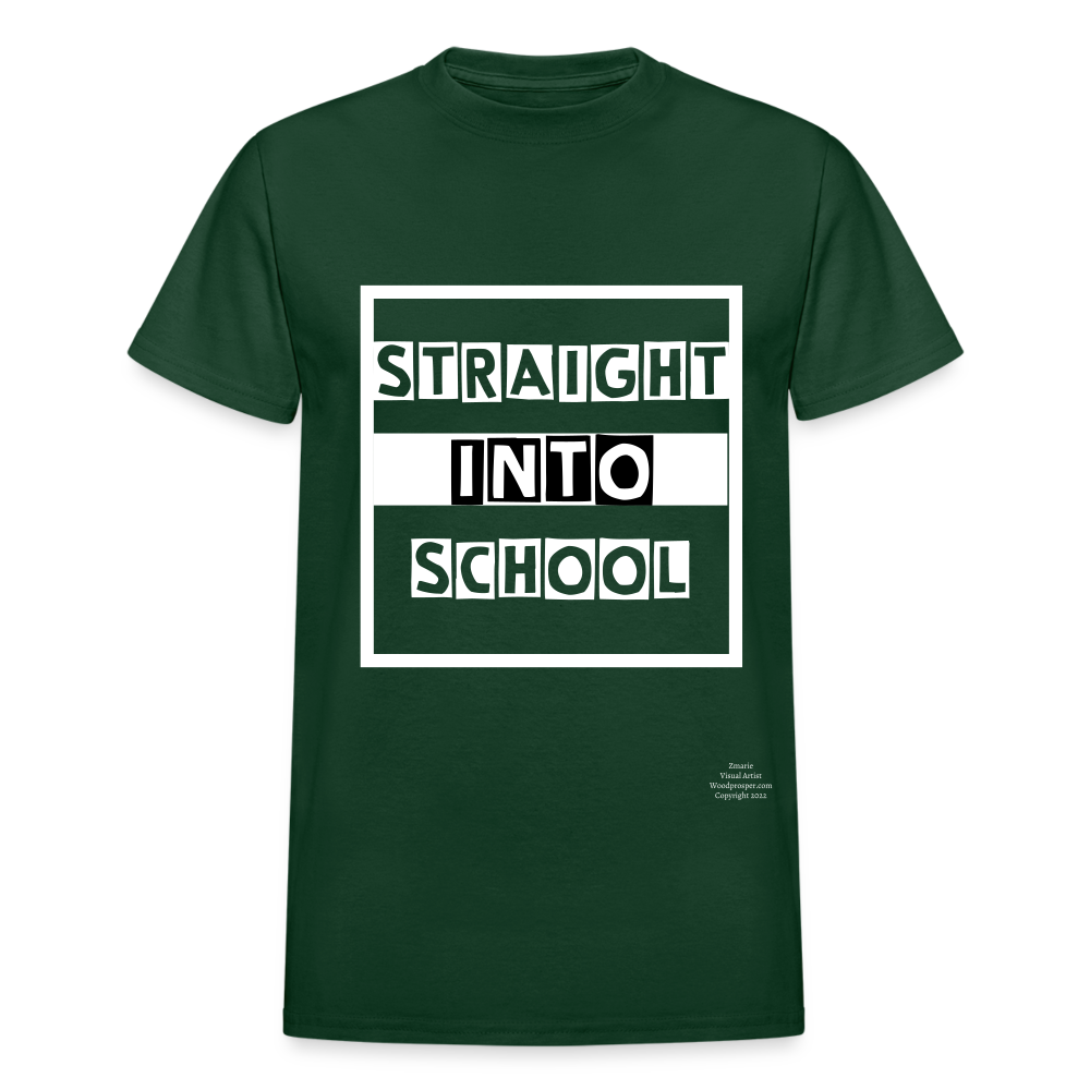 Straight Into School Adult T-Shirt - forest green