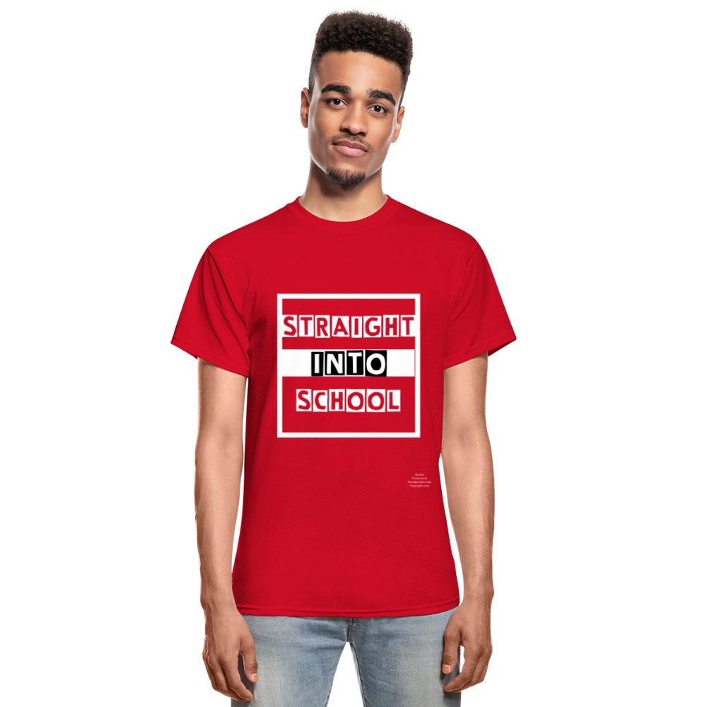 Straight Into School Adult T-Shirt - red