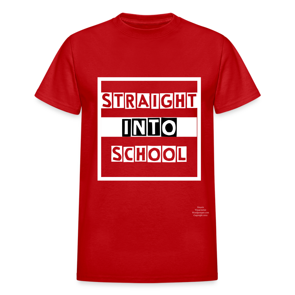 Straight Into School Adult T-Shirt - red