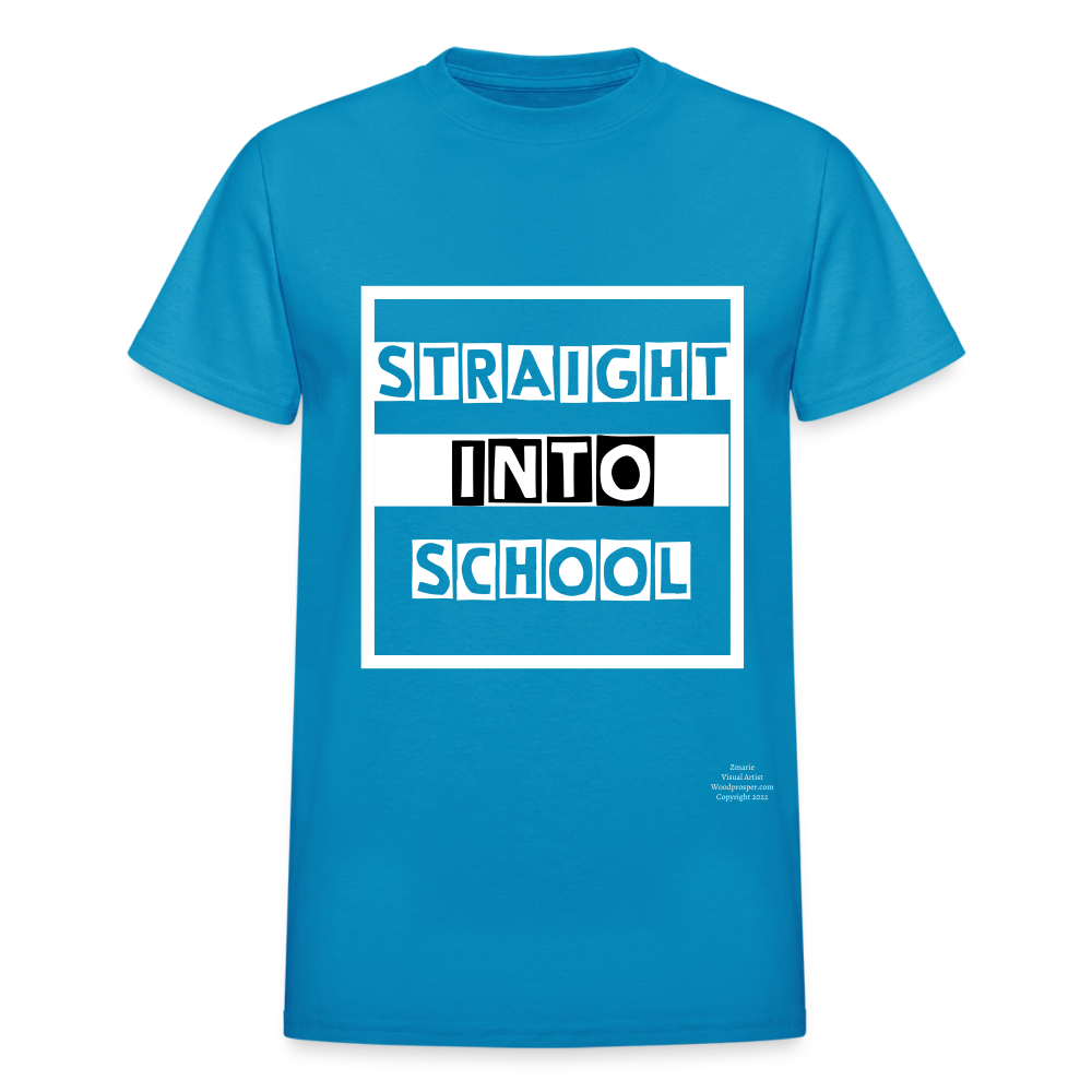 Straight Into School Adult T-Shirt - turquoise