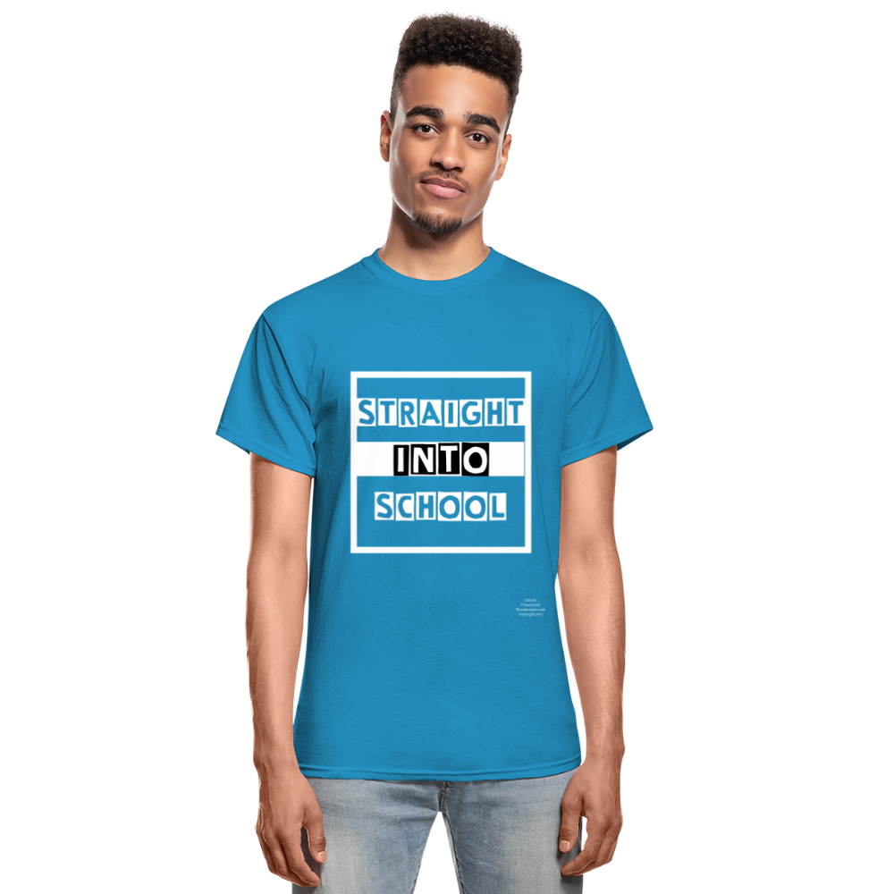 Straight Into School Adult T-Shirt - turquoise