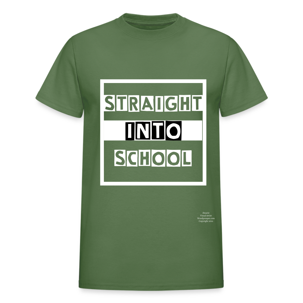 Straight Into School Adult T-Shirt - military green