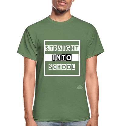 Straight Into School Adult T-Shirt - military green