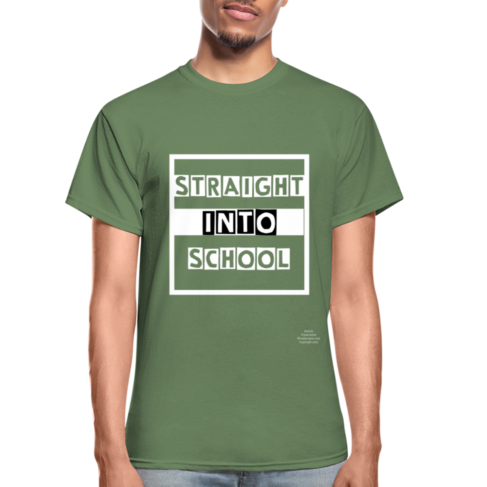 Straight Into School Adult T-Shirt - military green