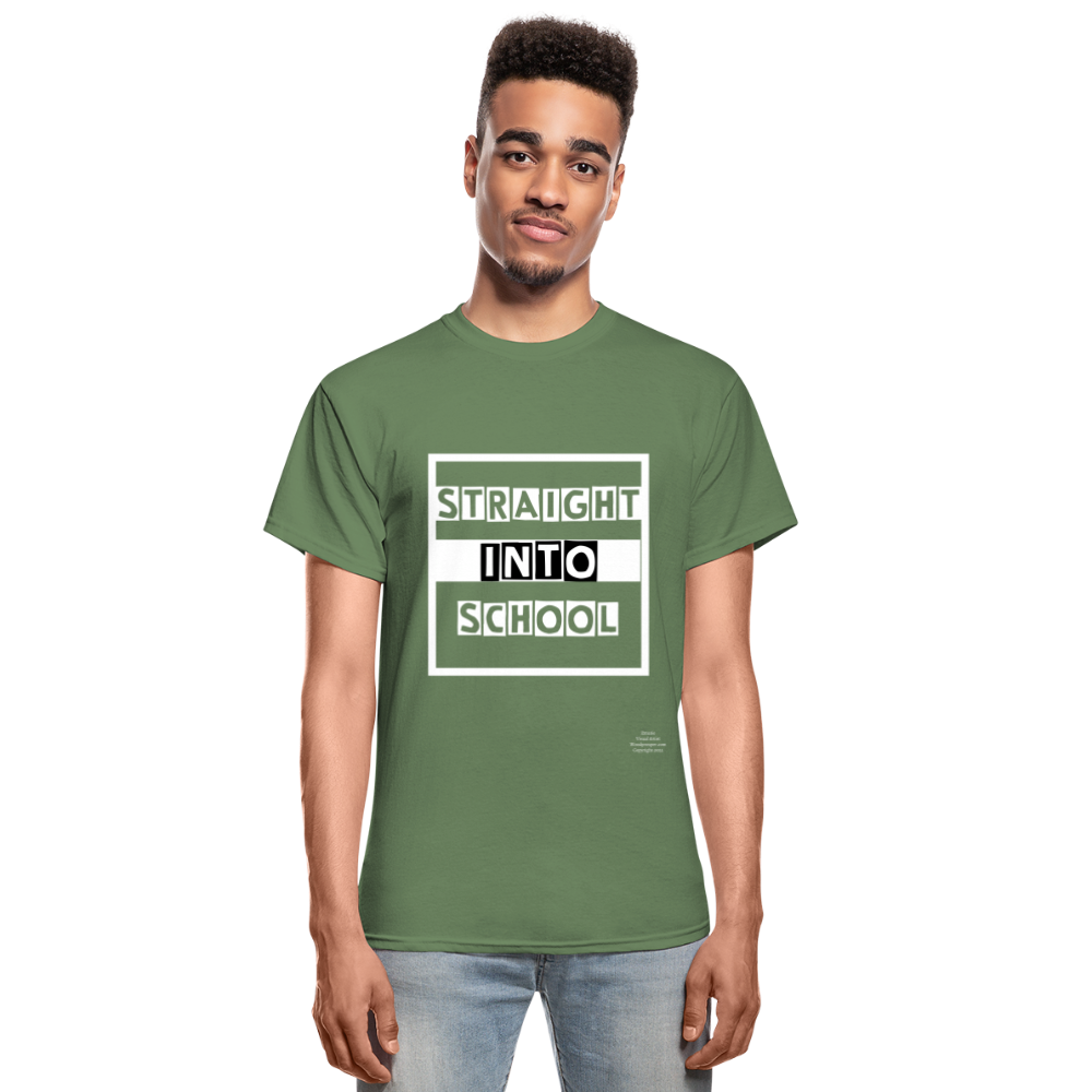 Straight Into School Adult T-Shirt - military green