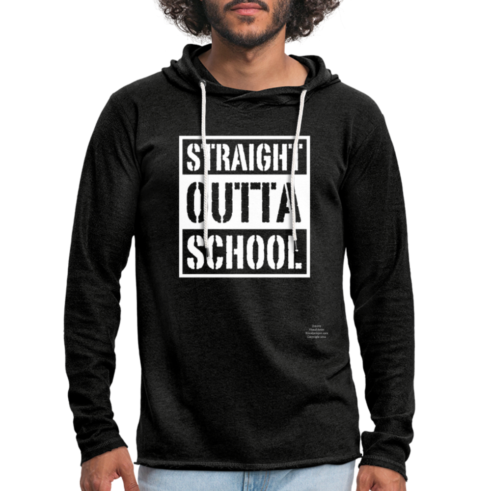 Straight Outta School Unisex Lightweight Terry Hoodie - charcoal grey