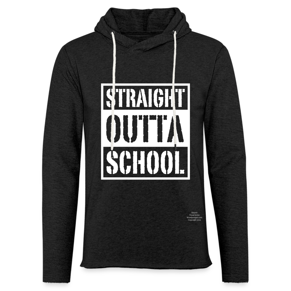 Straight Outta School Unisex Lightweight Terry Hoodie - charcoal grey