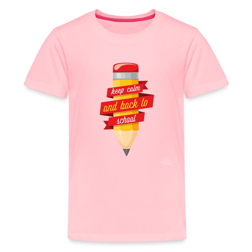 Kids' Keep Calm and Back To School Premium T-Shirt - pink