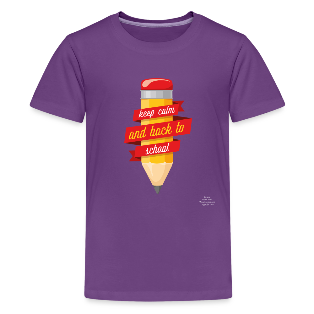 Kids' Keep Calm and Back To School Premium T-Shirt - purple
