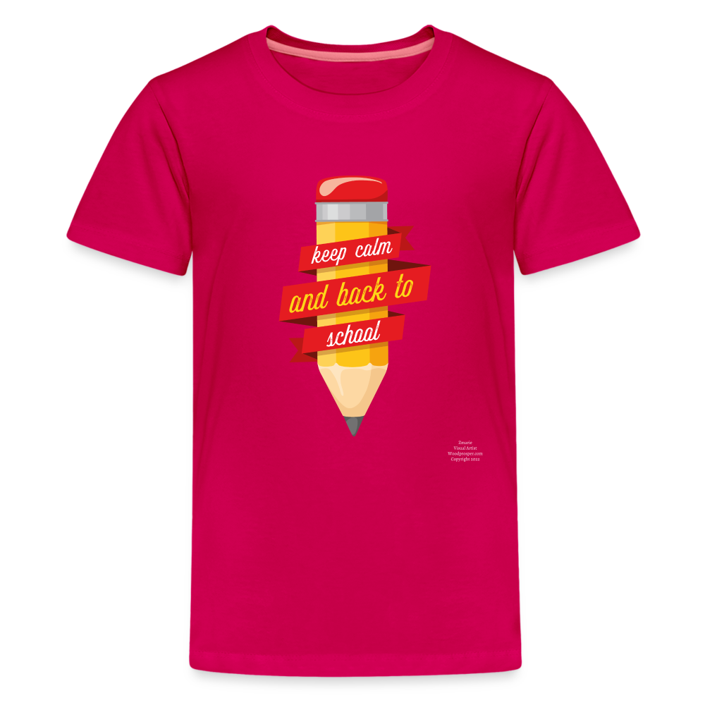 Kids' Keep Calm and Back To School Premium T-Shirt - dark pink