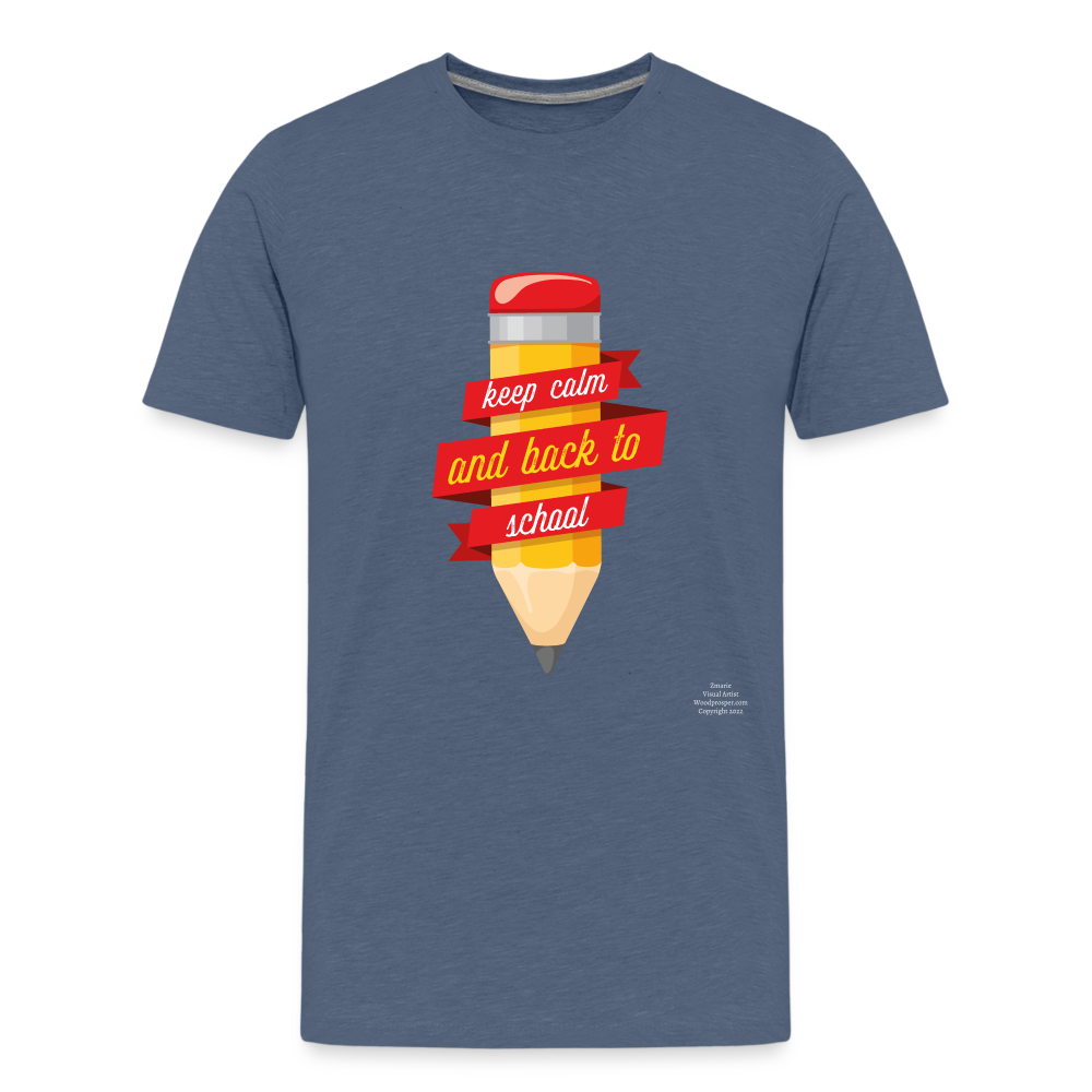 Kids' Keep Calm and Back To School Premium T-Shirt - heather blue