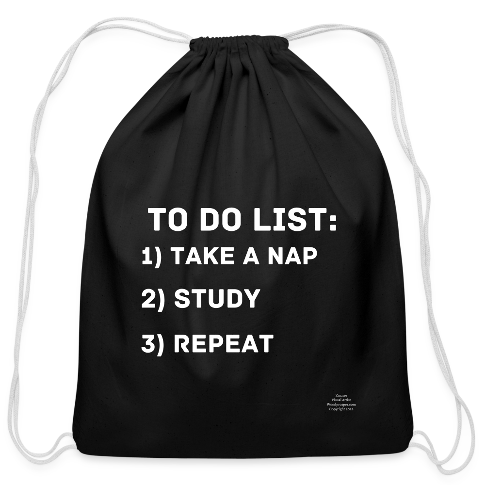 TO DO LIST Cotton Drawstring Bag - black